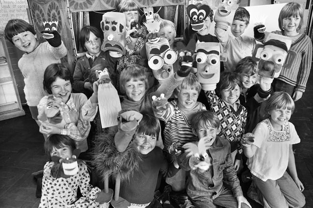 Second year juniors with their puppets at Beech Hill Primary School in June 1977.