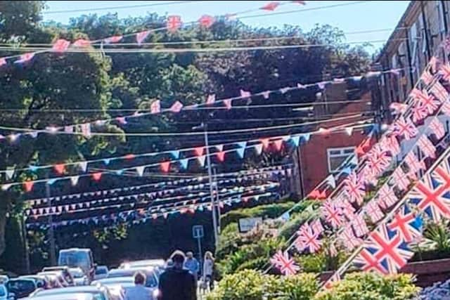 Bunting out in Harvey Lane, Golborne