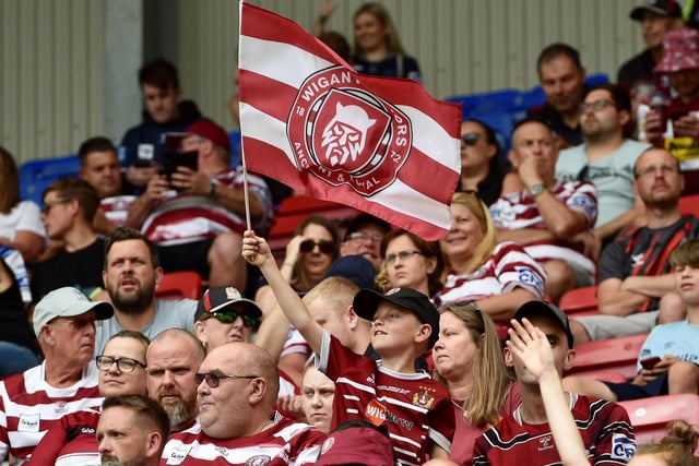 Wigan Warriors fans at the DW Stadium for the Challenge Cup quarter-final tie against Warrington Wolves.