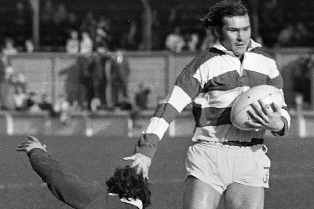 Wigan centre Bill Francis evades a tackle against Keighley in a league match at Central Park on Saturday 23rd of October 1971