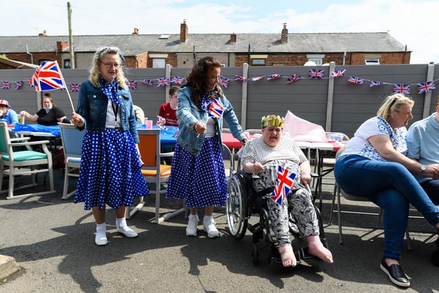 Residents and staff at the Appleby Court Nursing Home Platinum Jubilee Party in Wigan. Photo: Kelvin Stuttard