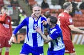 Thelo Aasgaard celebrates coring the only goal at Oakwell
