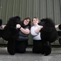 Dog owners from Aspull, Sam Speakman, left, with Aster and Rebecca Moores, right, with Tonic,