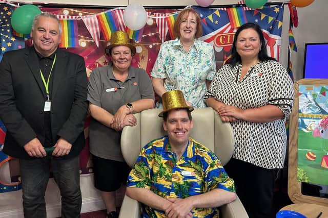 Makerfield MP Yvonne Fovargue (back row, second right) during her visit to Carrington Court