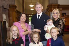 James McClean and family with the Mayor of Derry City and Strabane District Council, Councillor Patricia Logue
