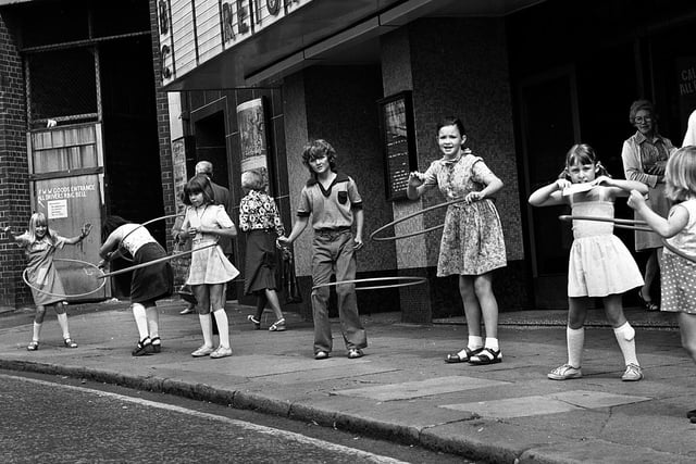RETRO 1976 The hoola hoop craze takes over Wigan ABC Cinema on a warm Saturday morning in the summer of 1976.