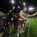 Sam Powell and team mates celebrate as their side defeat Catalans in the Super League Grand Final