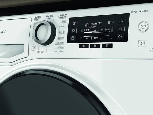 The Hotpoint ActiveCare washer dryer has a large easy to read display - so you can clearly see how much time is left on your cycle