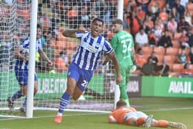 Josh Magennis levels for Latics at Blackpool earlier in the season, before the home side forced a late winner