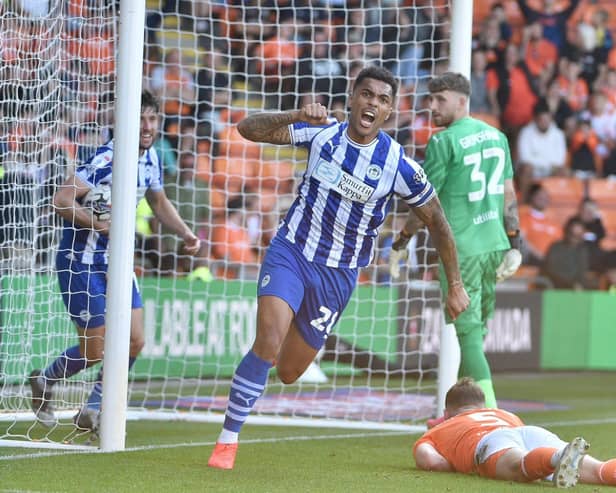 Josh Magennis levels for Latics at Blackpool earlier in the season, before the home side forced a late winner