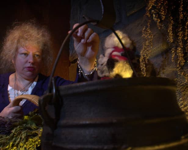 Cerridwen the Wiccan, from Wigan, at the Witchcraft exhibition at the Museum of Lancashire in Preston in 2001