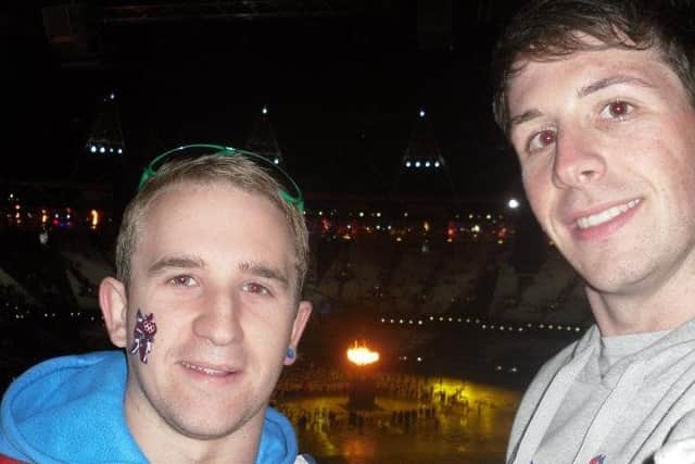 Daniel Anders-Holmes and husband Adam at the London 2012 Olympics a month before Daniel discovered he had cancer