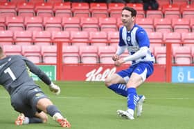 Joe Adams puts Latics a goal in front at Accrington