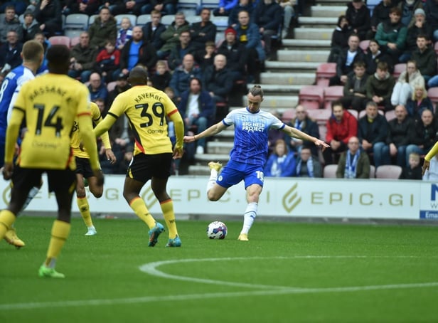 Will Keane shoots for goal against Watford