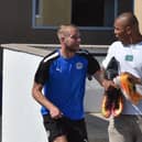 Jack Whatmough and Josh Magennis at the training ground