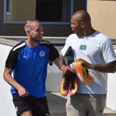 Jack Whatmough and Josh Magennis at the training ground