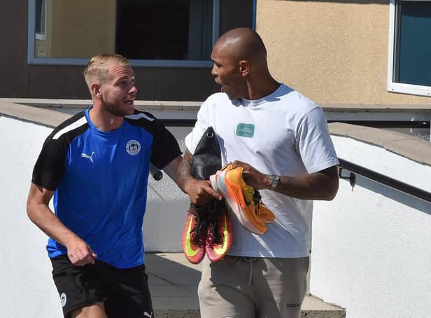 Jack Whatmough and Josh Magennis at the training ground