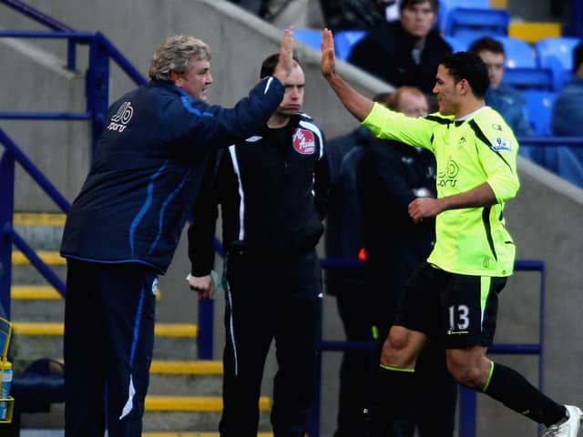 Steve Bruce, pictured with Amr Zaki during his second spell as Latics boss