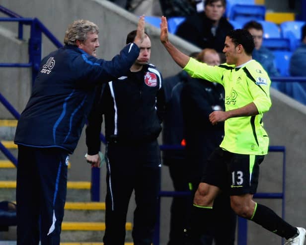 Steve Bruce, pictured with Amr Zaki during his second spell as Latics boss