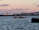 The scene in East India Harbour, Greenock