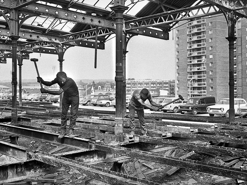 Central Station on Station Road under demolition in August 1973.