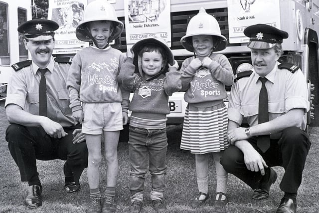 Retro 1987 - Wigan Motor Show at Haigh Hall - Youngsters with Wigan fire crews