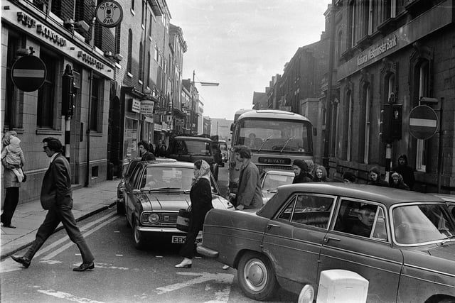 RETRO 1972 - Wigan town centre views - a busy King Street.