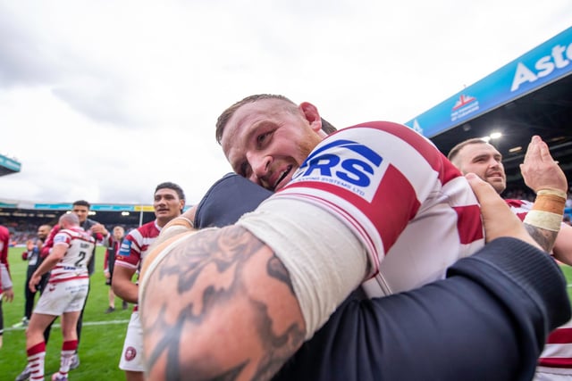 Wigan celebrate their win over St Helens.