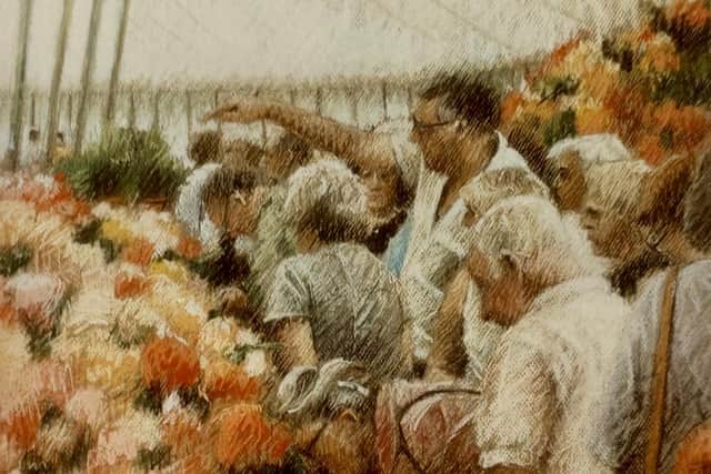 A detail from Flower Show - a pastel work by Peter Owen