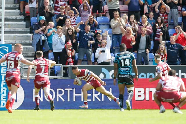 Wigan's Tyler Dupree scored his first try on his debut in July against Leigh