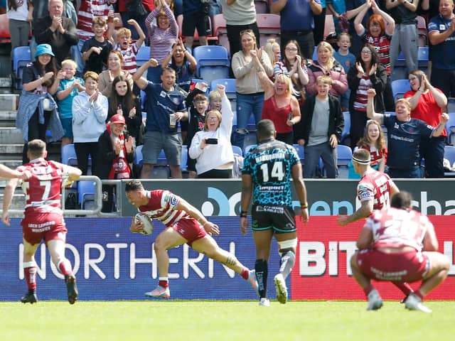 Wigan's Tyler Dupree scored his first try on his debut in July against Leigh