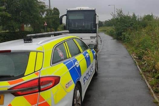 The school transport bus was stopped by police in Stadium Way, Wigan