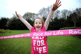 Five-year-old cancer survivor Victoria Calland before she took part in the 2018 Race for Life at Haigh Woodland Park