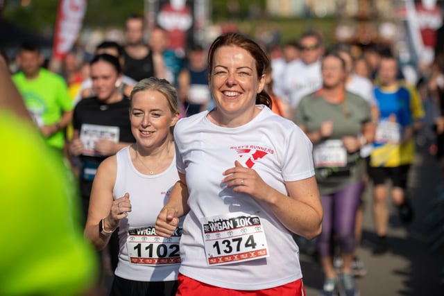 The 10th annual Wigan 10k, Wigan. Competitors Set off from the start in Mesnes Park Wigan.