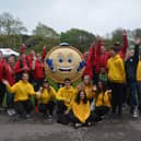 Wigan Youth Zone members with Latics mascot Crusty the Pie