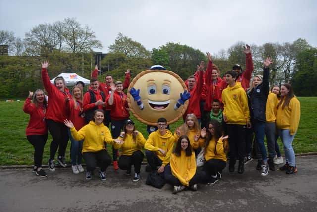 Wigan Youth Zone members with Latics mascot Crusty the Pie