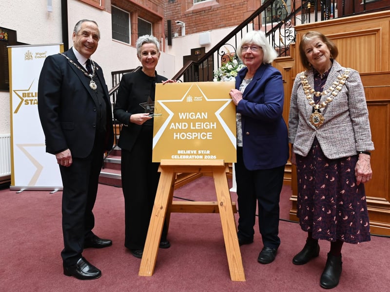 The Mayor of Wigan Coun Jenny Bullen, right, and consort Coun Andrew Bullen, left