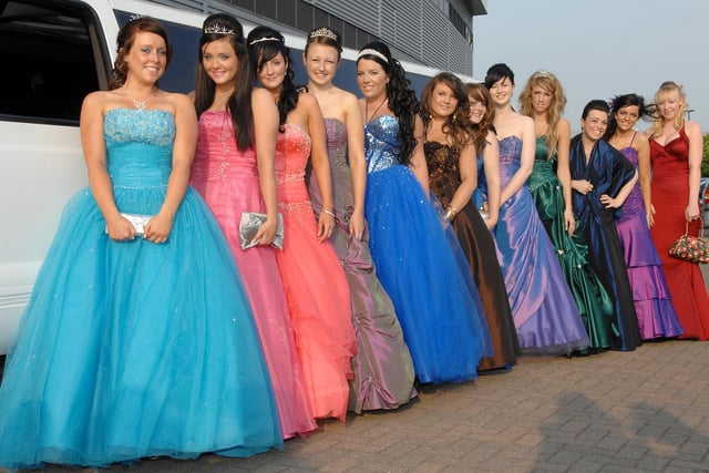 Abraham Guest High School Leavers' Ball, JJB Stadium.
from left, Lucy Smith, Stephanie Tootill, Zoey Clough, Hannah Gaskell, Gemma Melling, Joanna Spencer, Amy Whittle, Rhiannon Tompkins, Sammy-Jo Southern, Abigail Henry, Rebecca Sixsmith and Pippa Barlow.