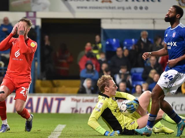 Joe Bennett almost scores at Ipswich in midweek