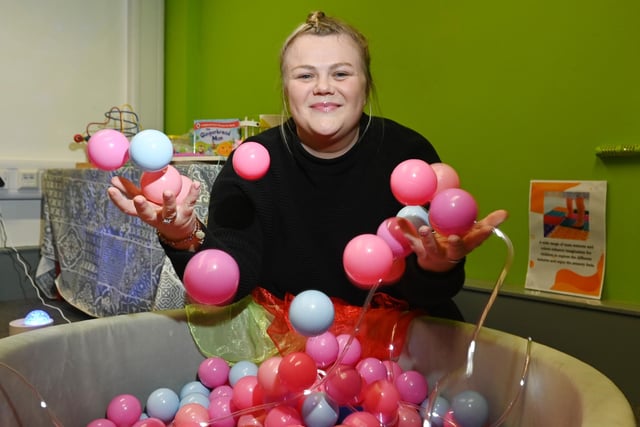Sam Broxton, from Thrive CIC, in the new sensory room at Hindley Library and Community Centre