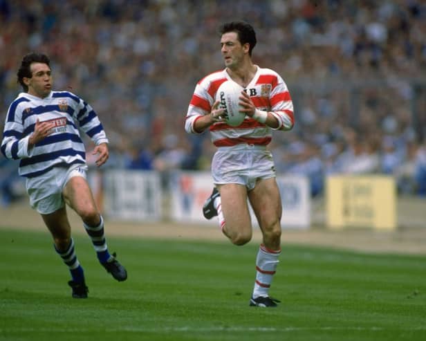 Joe Lydon in action for Wigan during the 1988 Challenge Cup final. (Mandatory Credit: Simon  Bruty/Allsport)
