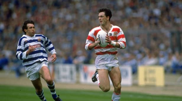 Joe Lydon in action for Wigan during the 1988 Challenge Cup final. (Mandatory Credit: Simon  Bruty/Allsport)