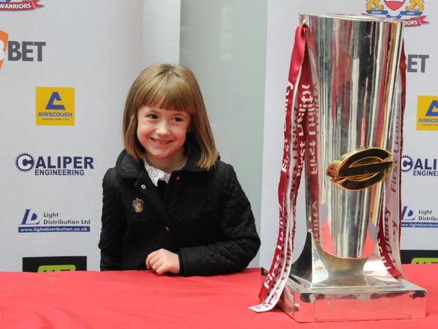 Wigan Warriors rugby fans queued up at the Grand Arcade shopping centre, Wigan, to have photographs taken with the Super League trophy, which Wigan Warriors had won the previous week at Old Trafford