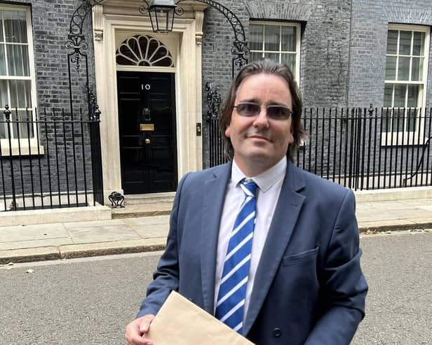 Gareth Fairhurst took a petition to 10 Downing Street urging the Government not to house asylum seekers at Kilhey Court