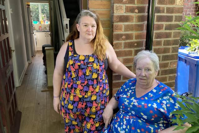 Kerry, 45, and June Cunningham, 85, outside their home on Stirling Close, Leigh