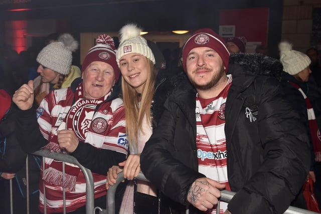 Wigan supporters gathered in the fan village before kick off.