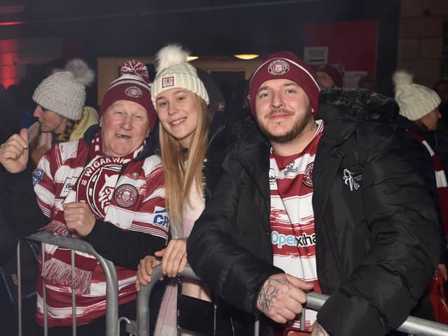 Wigan supporters gathered in the fan village before kick off.