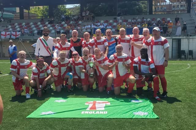 Wigan's Mark Glover and the rest of the England Walking Football side