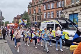 Local NHS supporters at Wigan Pride 2023 parade.