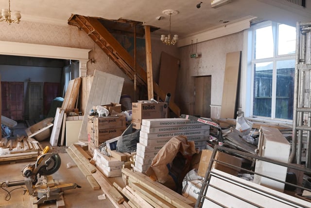 Former Masonic Hall is being renovated into apartments on Wallgate, Wigan.